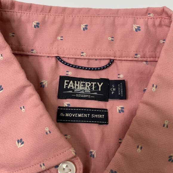 Faherty Shirt Men S Small Movement Geo Print Short Sleeve Button Up Cotton Blend - Picture 4 of 10